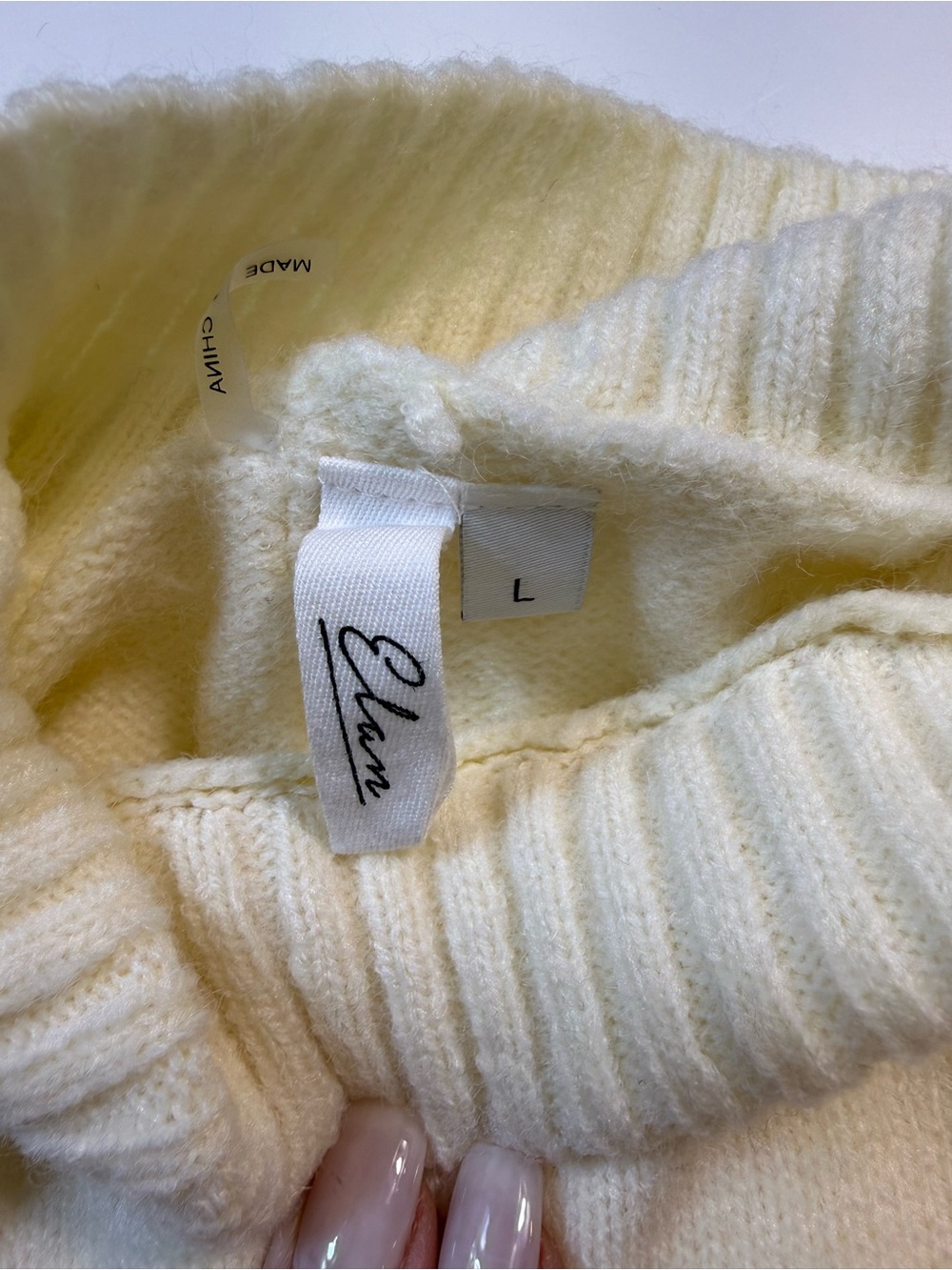 Elan Cream Cowlneck Sweater with Red 'HOLIDAY' Lettering - Picture 5 of 6